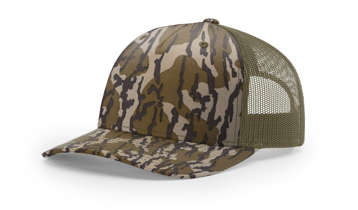 Camo hat with leather patch