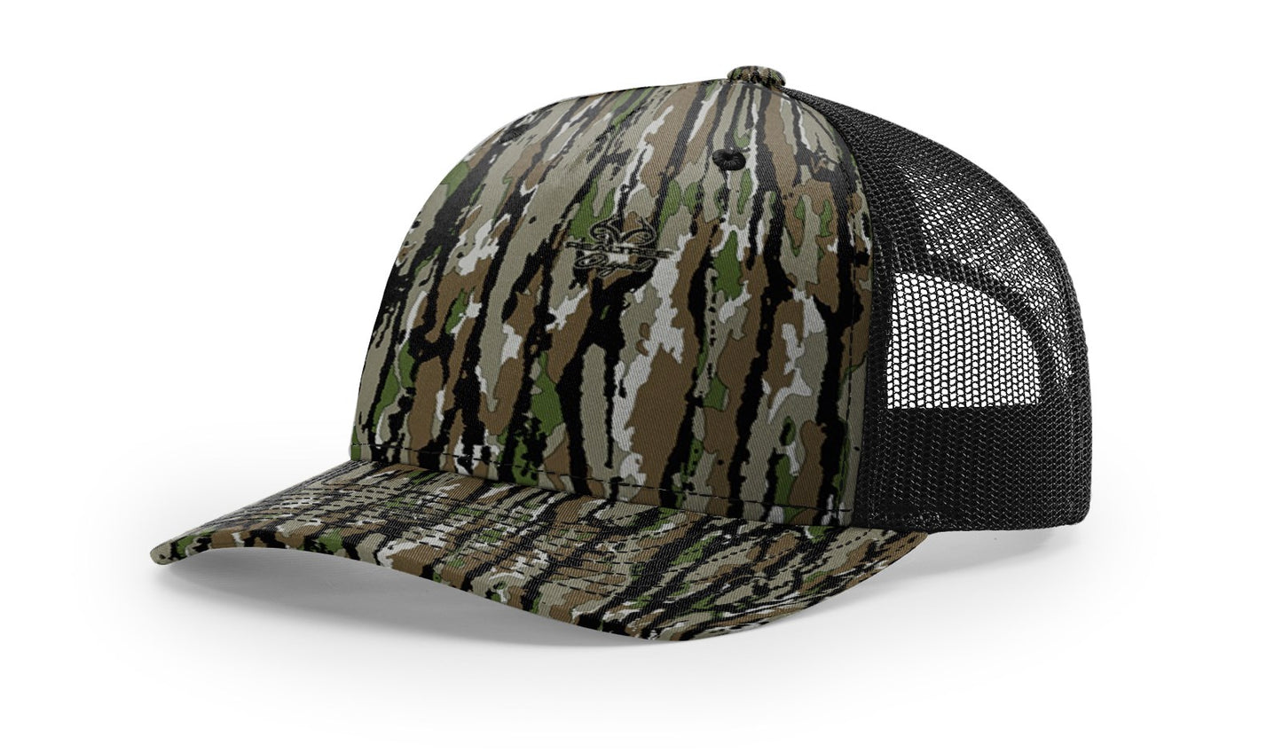 Camo hat with leather patch