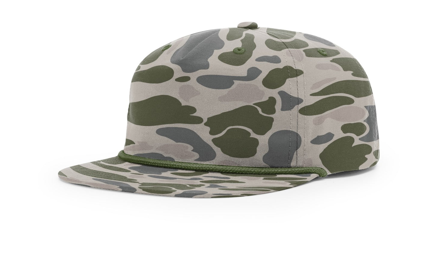 Camo hat with leather patch