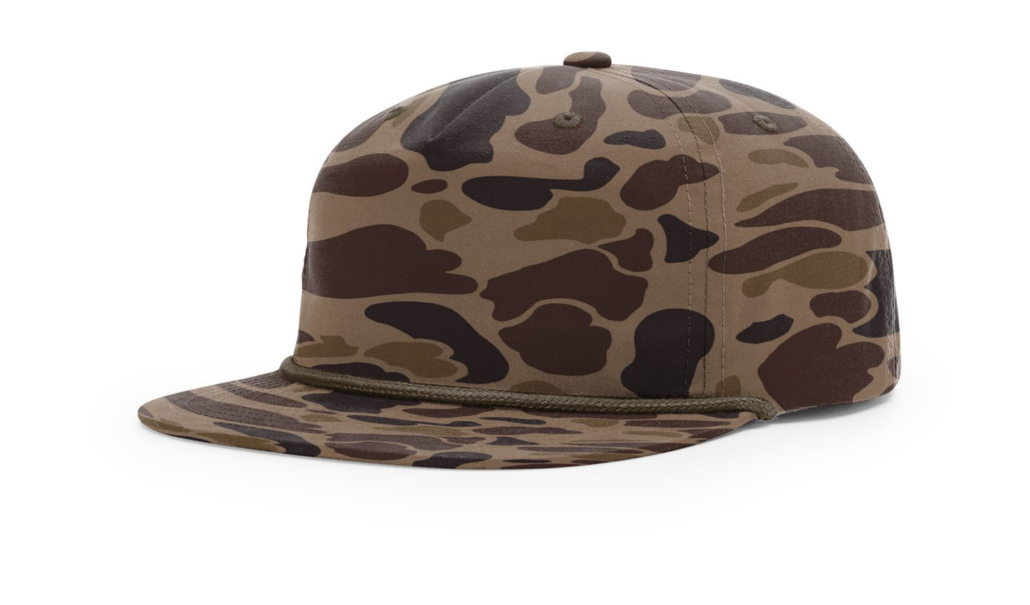 Camo hat with leather patch