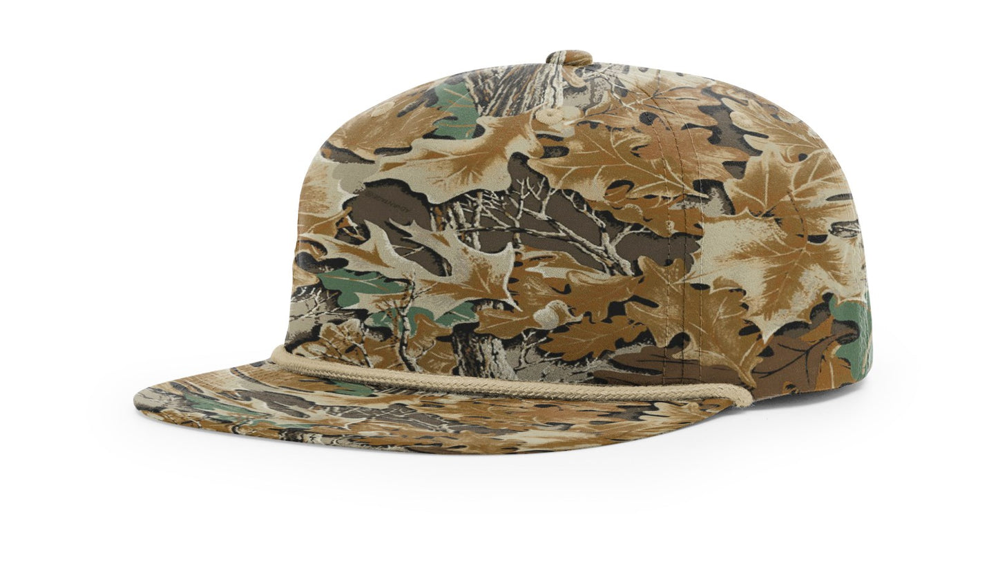 Camo hat with leather patch