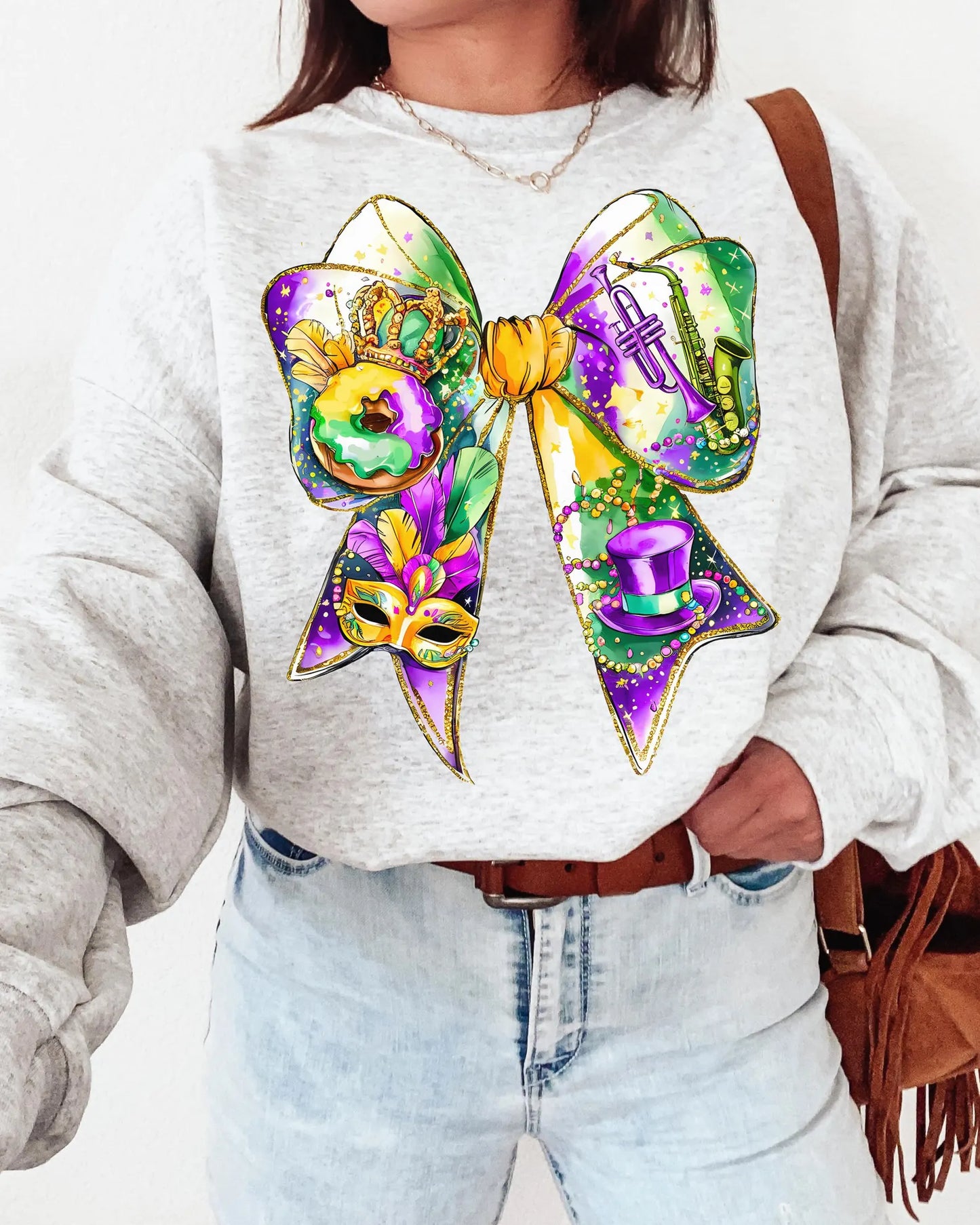 MARDI GRAS BOW SWEATSHIRTS - MULTIPLE DESIGNS