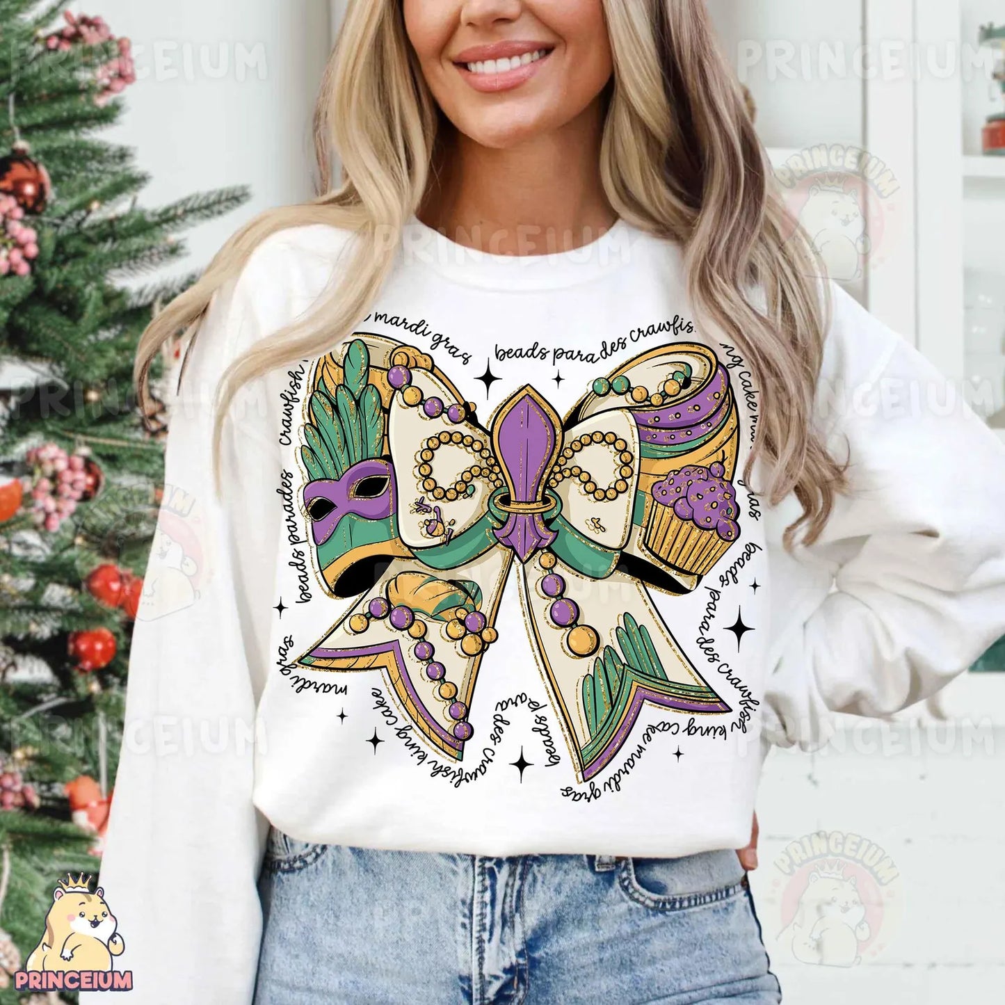MARDI GRAS BOW SWEATSHIRTS - MULTIPLE DESIGNS
