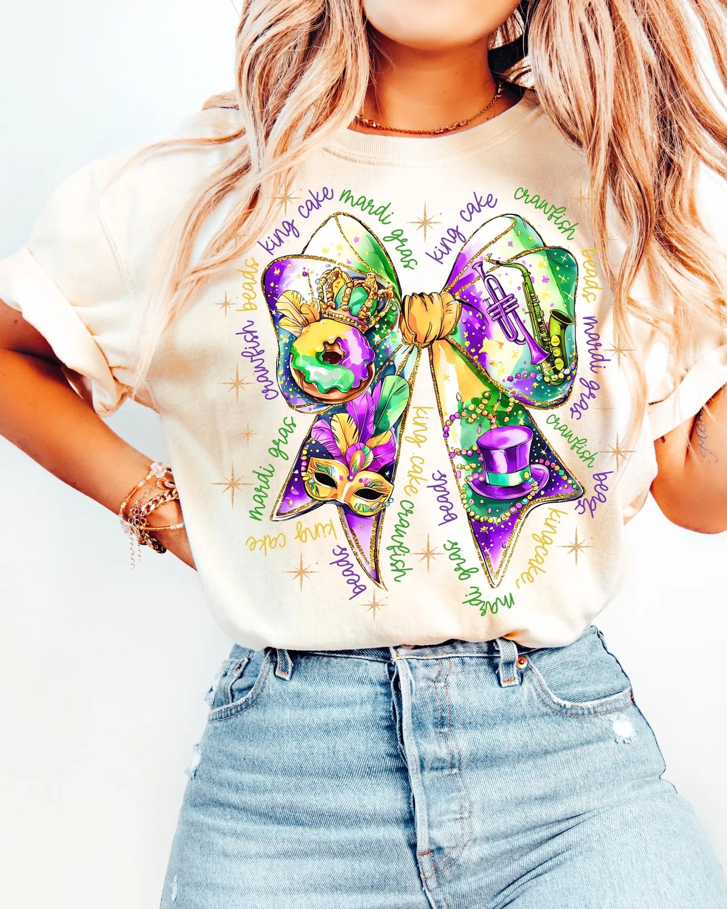 MARDI GRAS BOW SWEATSHIRTS - MULTIPLE DESIGNS